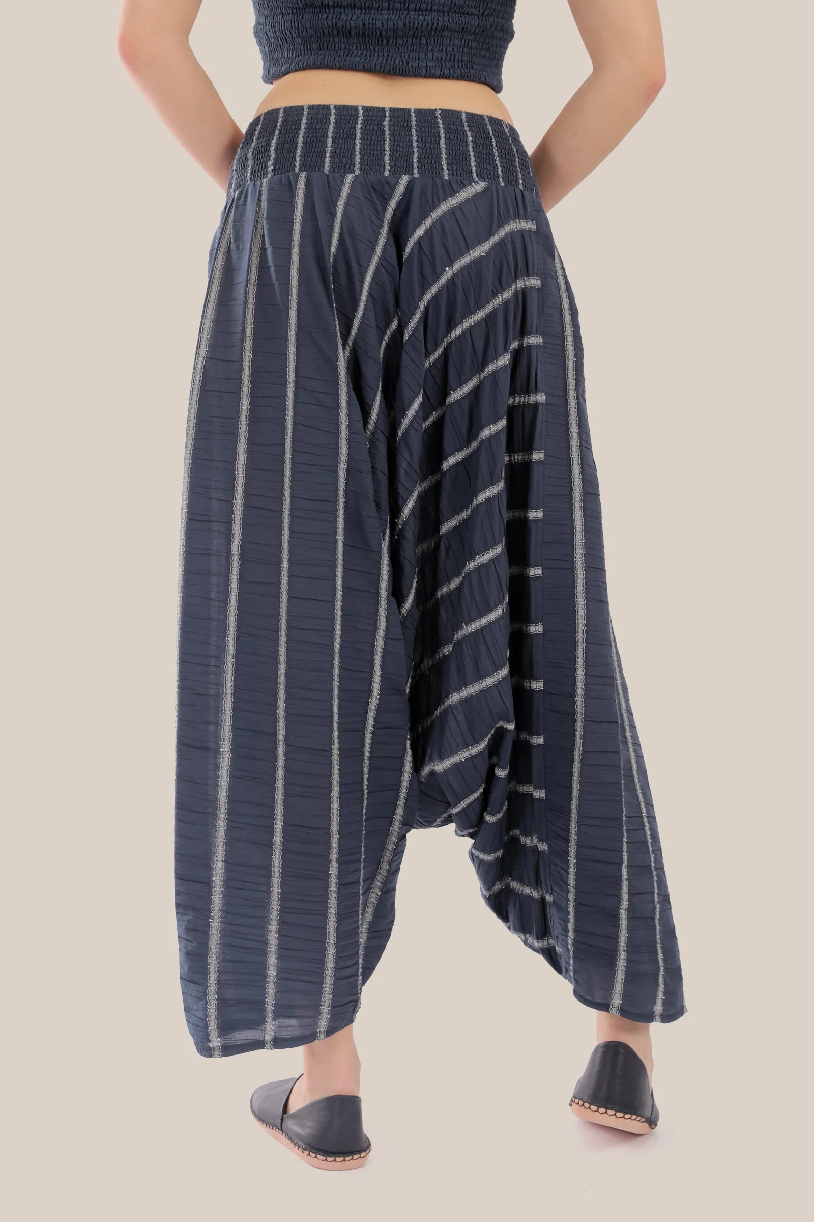 Striped  harem pants with elastic waistband