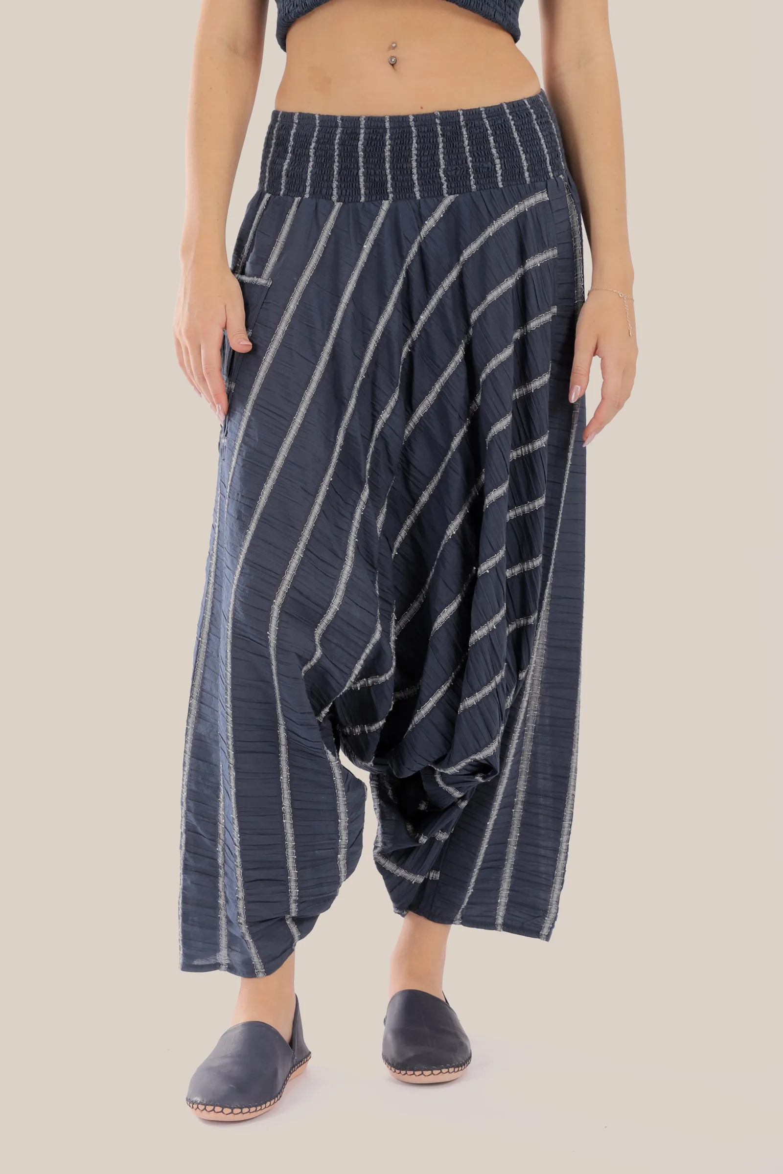 Striped  harem pants with elastic waistband