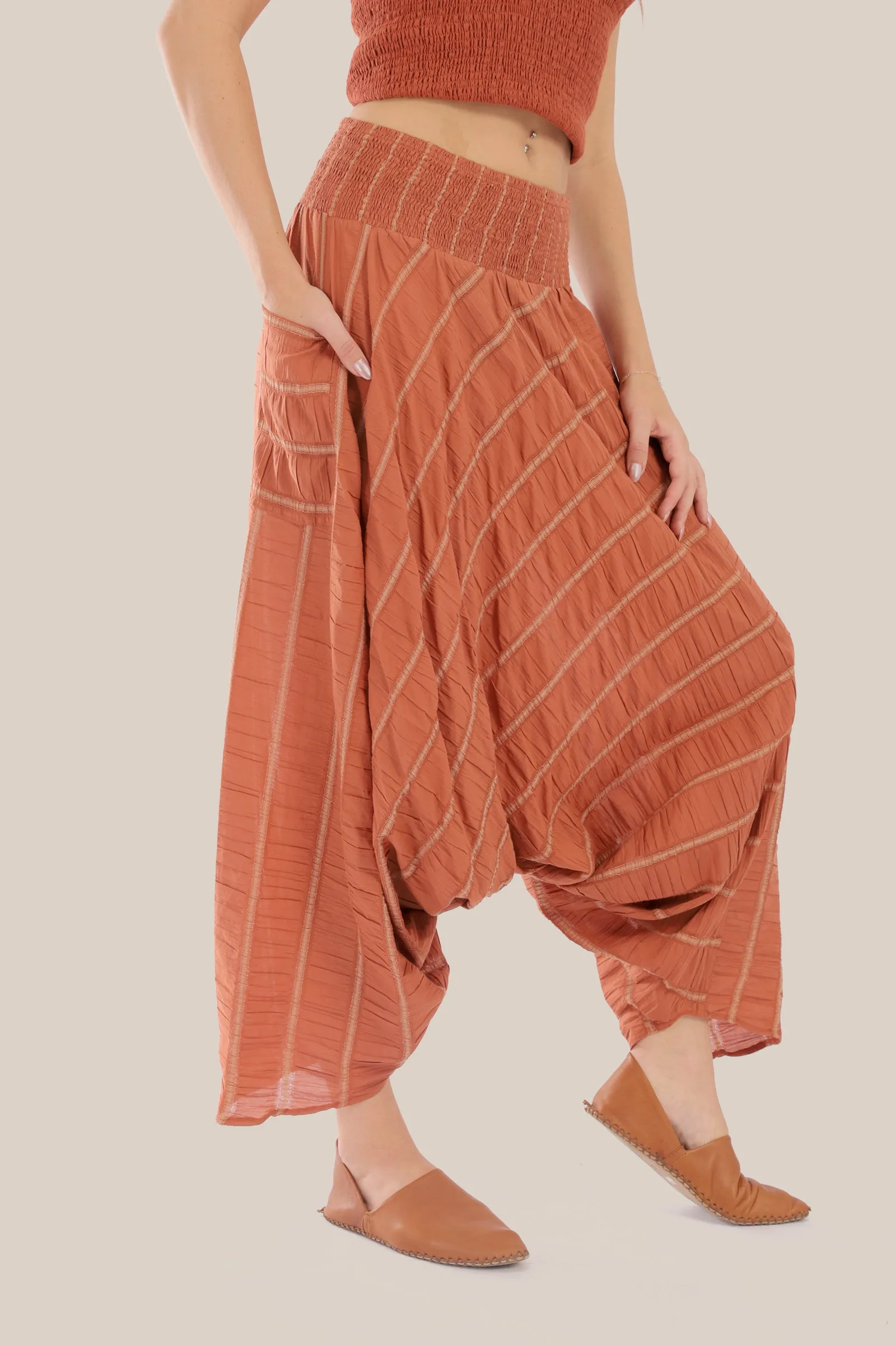 Striped  harem pants with elastic waistband