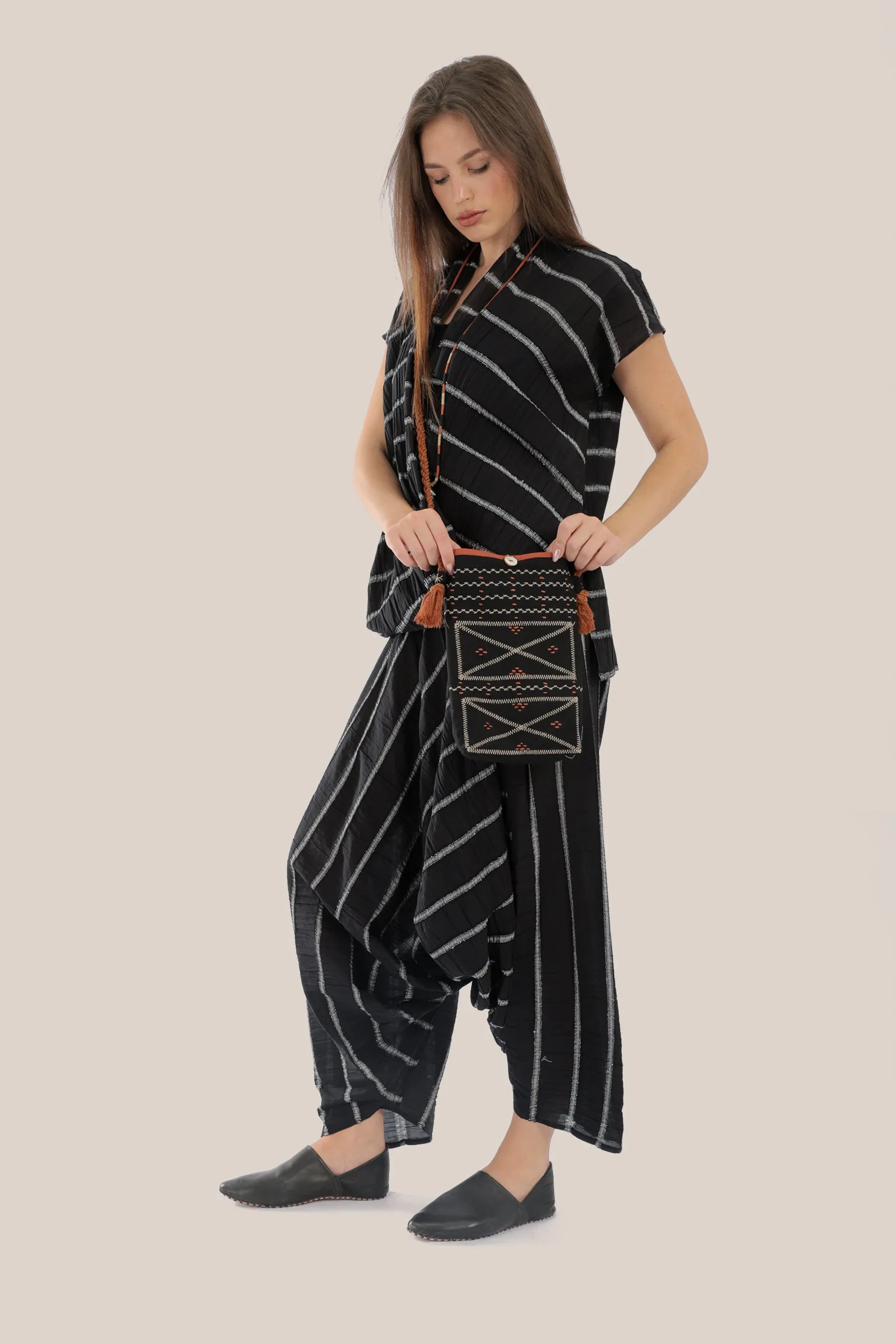 Striped  harem pants with elastic waistband