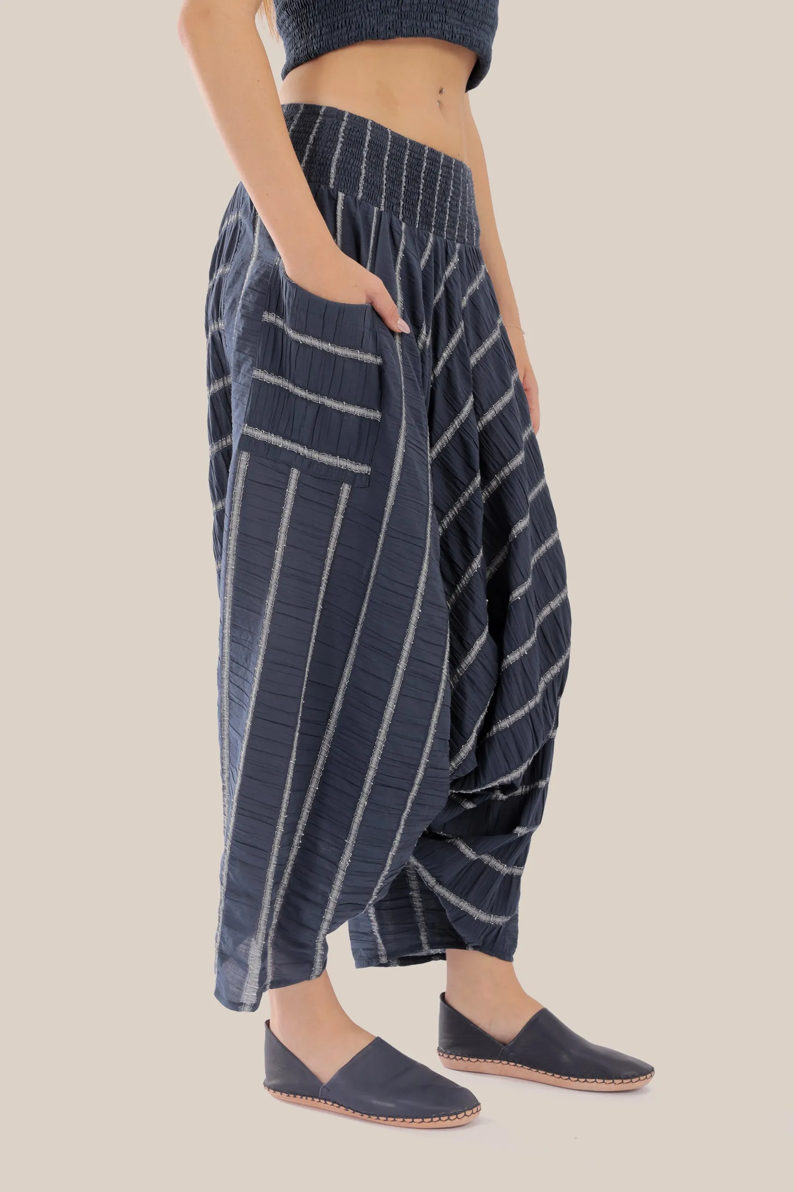 Striped  harem pants with elastic waistband