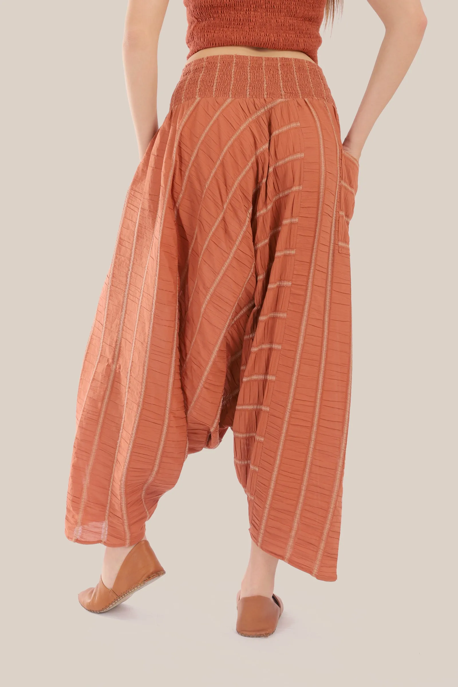 Striped  harem pants with elastic waistband