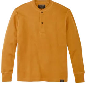 Waffle Knit Henley - Buckthorn Brown