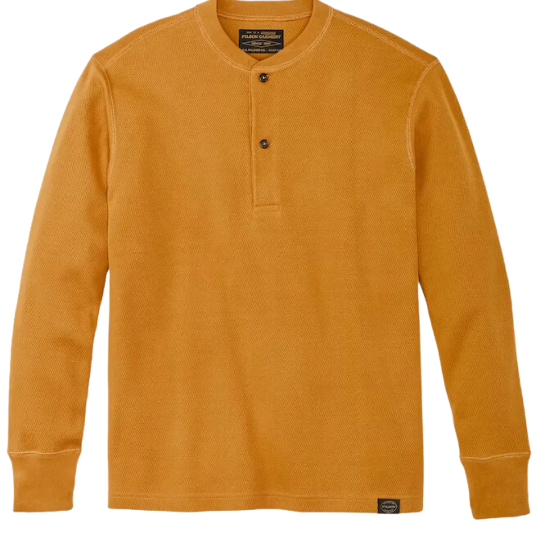 Waffle Knit Henley - Buckthorn Brown