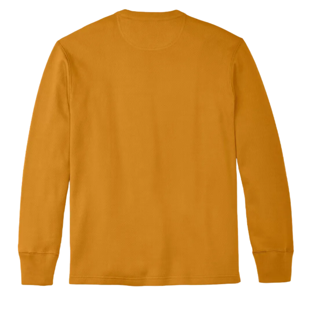 Waffle Knit Henley - Buckthorn Brown