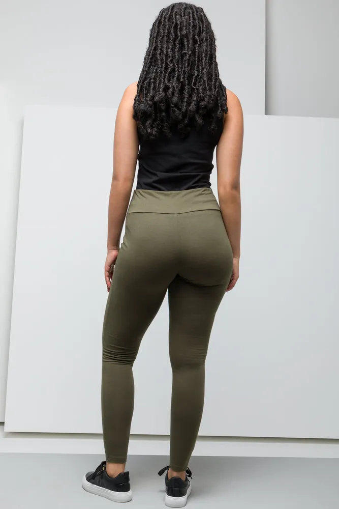 Wide Waist Leggings Dark Green