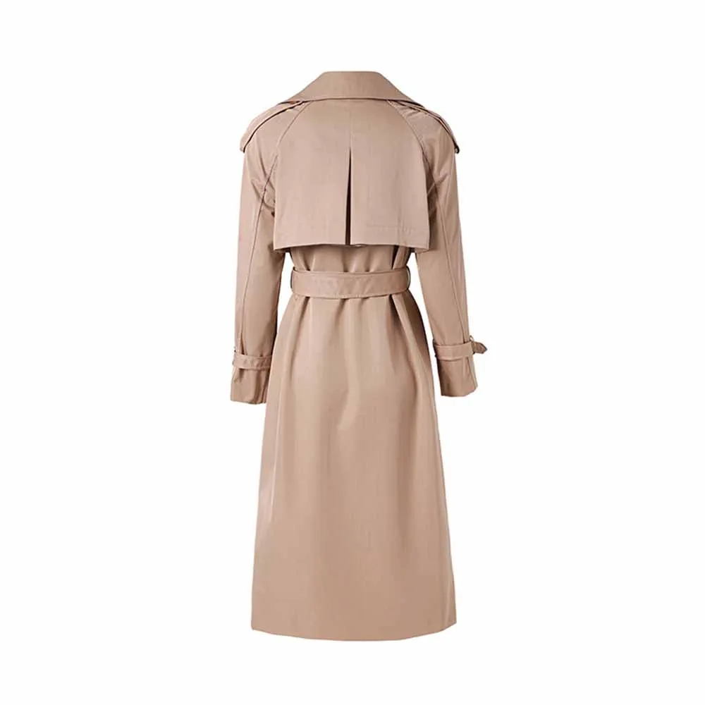 Women double breasted trench coat with belt