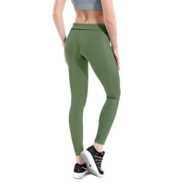 Women High Elastic Fitness Sport Gym Leggings Yoga Pants Slim Running Tights Sportswear Sports Pants Trousers Clothing Seamless