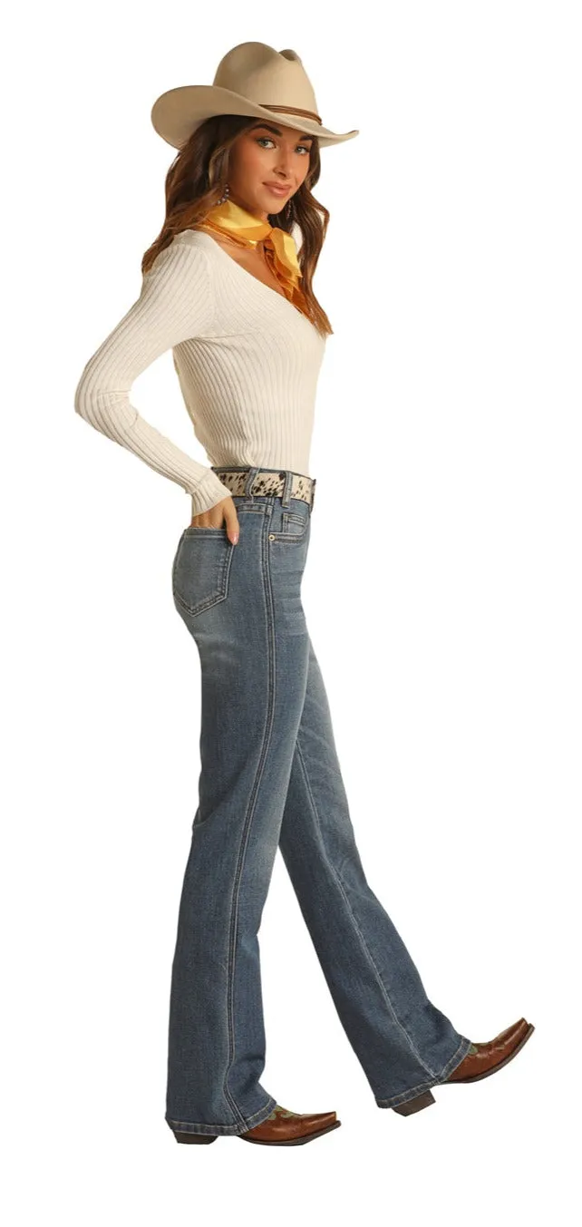 Women' s Panhandle Rock & Roll WH-1684 Juniors High Rise Light Wash Bootcut Jean *CLOSEOUT*