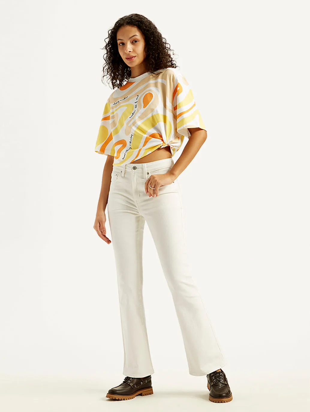 Women's High Rise 725 Slim Bootcut Fit White Jeans